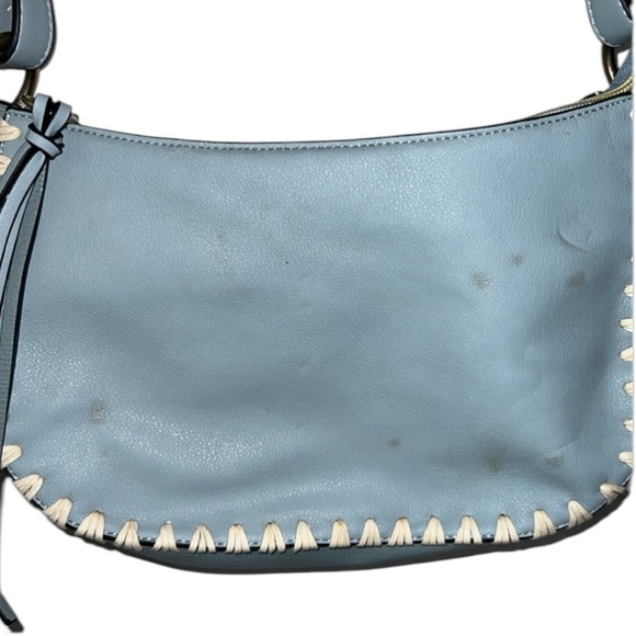 Sondra Roberts Stylish Western Stitched Fringe Saddle Blue Shoulder Bag - Picture 3 of 9